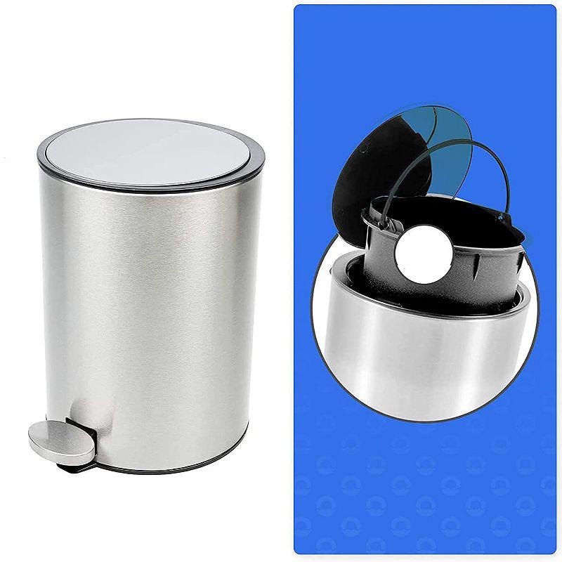 Bamodi 3L Stainless Steel Bathroom Wastebasket with Removable Inner Bucket & Lid