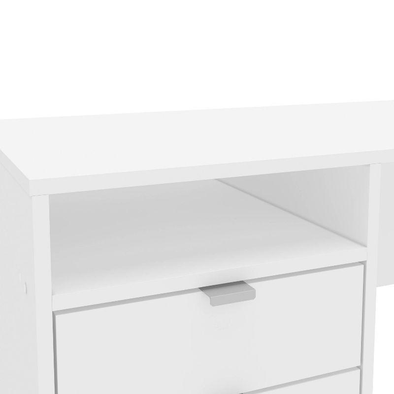 Cambridge 3 Drawer Writing Desk with Shelf White - Polifurniture: Compact Home Office, Modern Style, File Storage