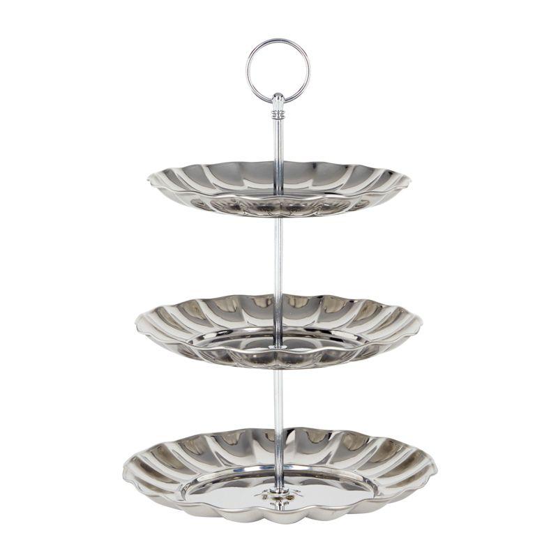 Silver Metal 3-Tier Round Dessert Stand