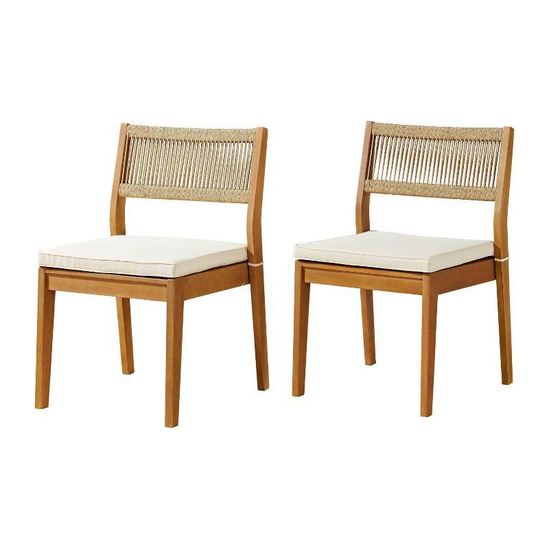 Alaterre Furniture 2pc Barton Outdoor Weather Resistant Stackable Dining Chairs with Cushions