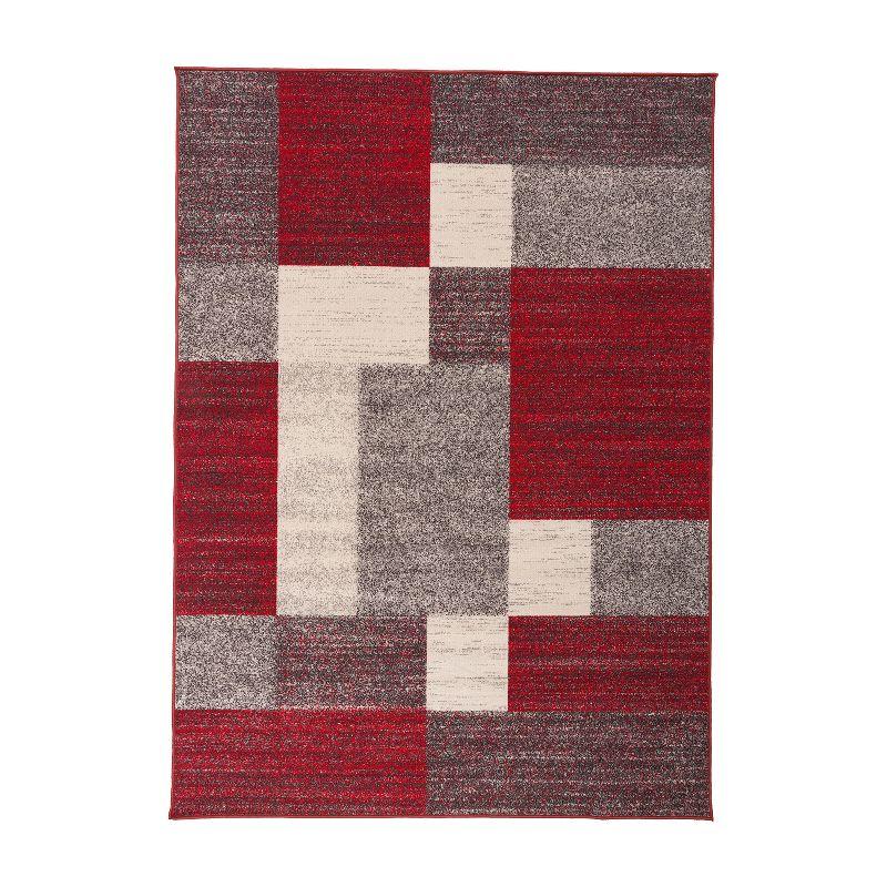 Reversible Geometric Red Synthetic 8' x 10' Easy-Care Area Rug