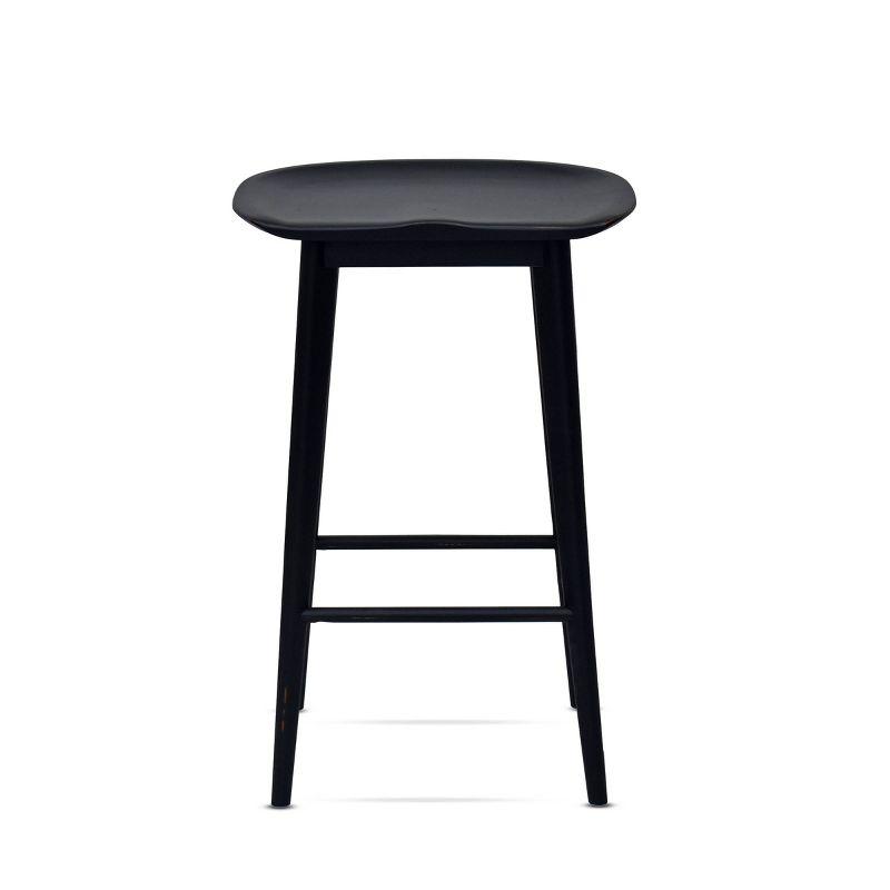 Hilton Transitional Black Solid Wood 24" Counter Stool