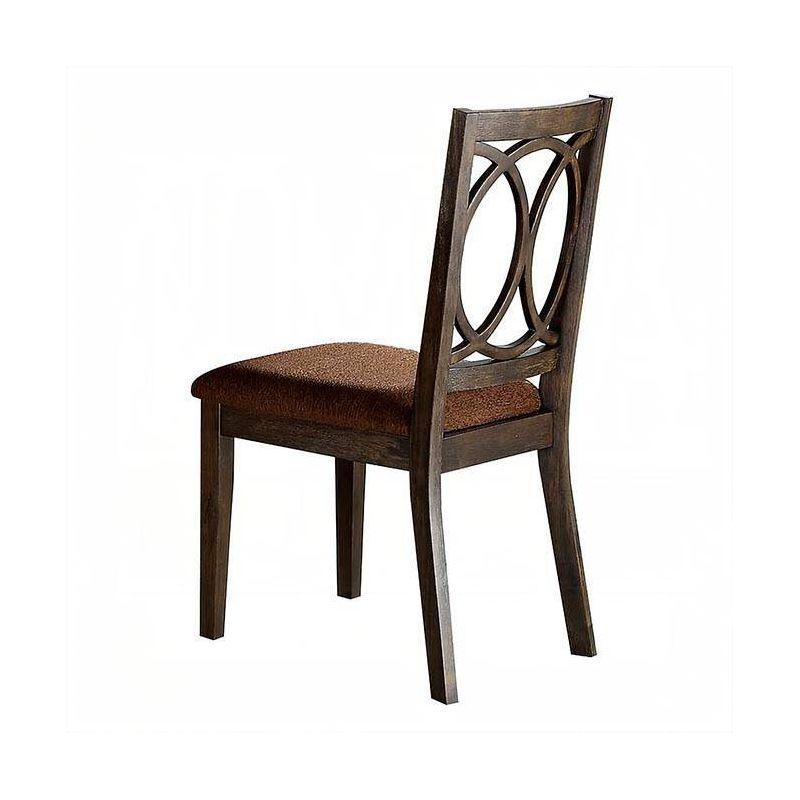 High-Back Brown Fabric Upholstered Side Chair in Espresso Wood - Set of 2