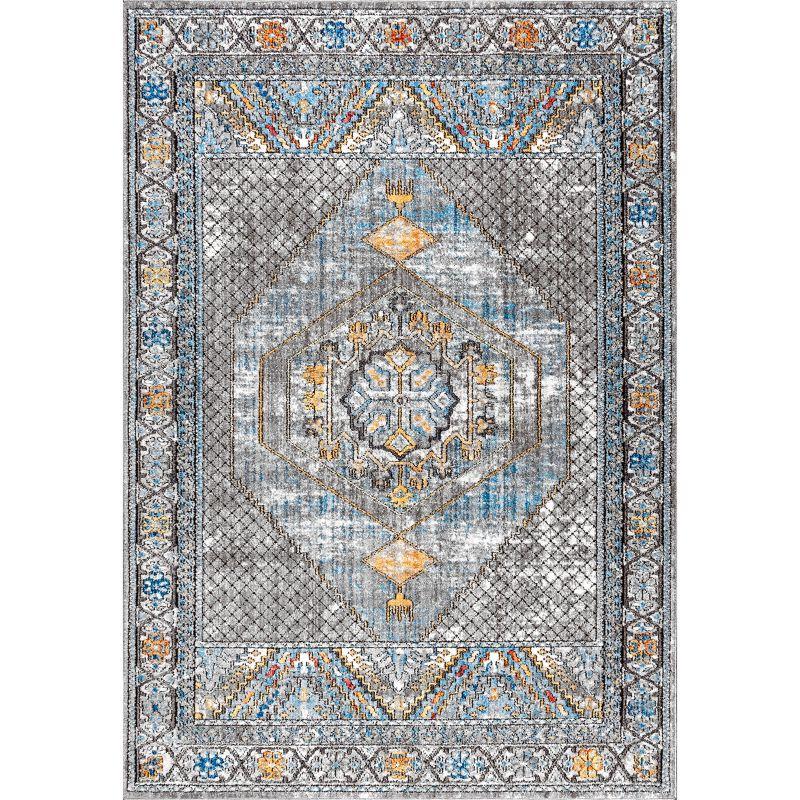 Izmit Gray Medallion 4' x 6' Synthetic Area Rug