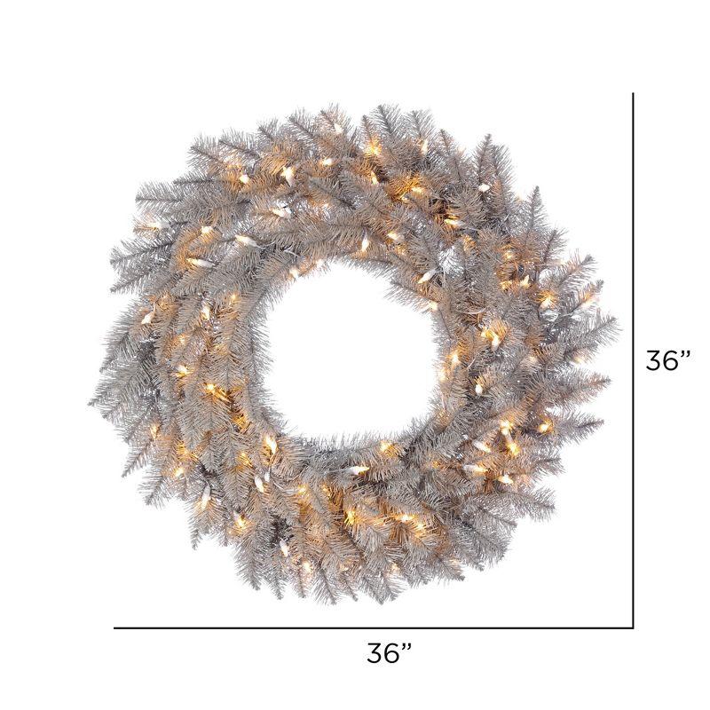 36" Platinum Fir Artificial Christmas Wreath with Warm White LED Lights