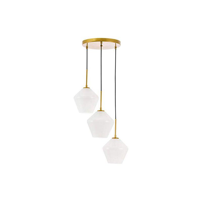 Modern Brass and Frosted White Glass Pendant Light