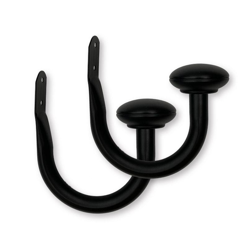 Set of 2 (2.7"x6.5") Steel Curtain Holdbacks in Matte Black - Lumi Home Furnishings