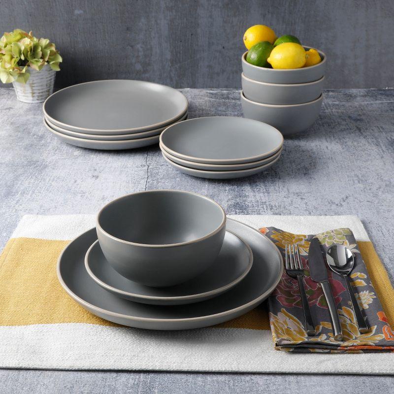 Gibson Home Rockaway 12-Piece Stoneware Dinnerware Set Blue