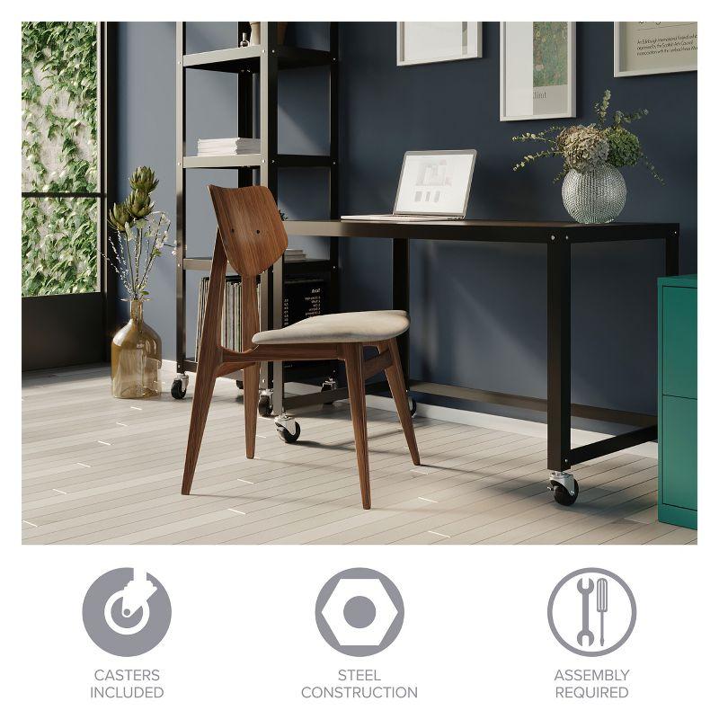 Space Solutions Mobile Desk Steel Black: Sturdy Metal Frame, No Storage, Adult Assembly Required