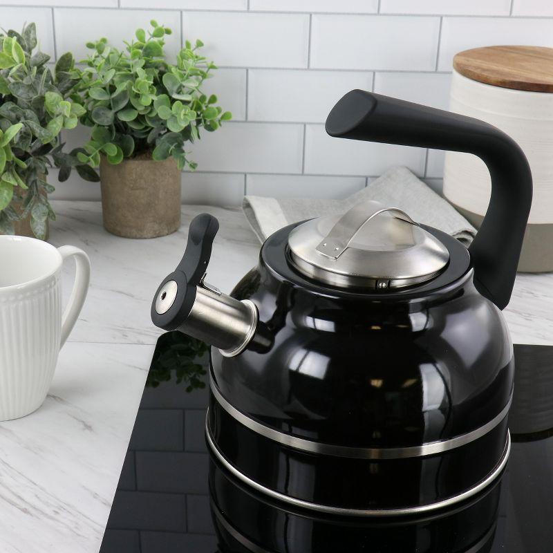 Kenmore Elite 2.3 Quart Black Stainless Steel Whistling Tea Kettle