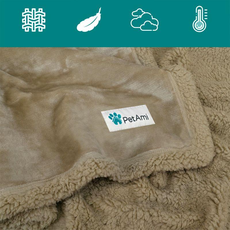 PetAmi Waterproof Dog Blanket for Bed Couch Sofa Cover, Reversible Faux Shearling Fleece Pet Throw