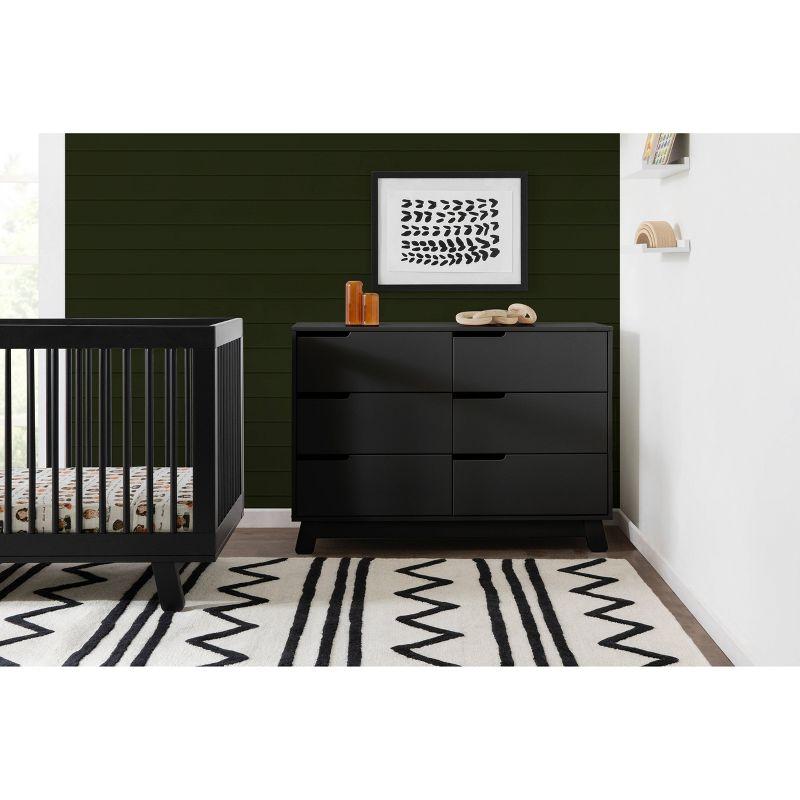 Hudson Mid-Century Modern Black 6-Drawer Double Dresser