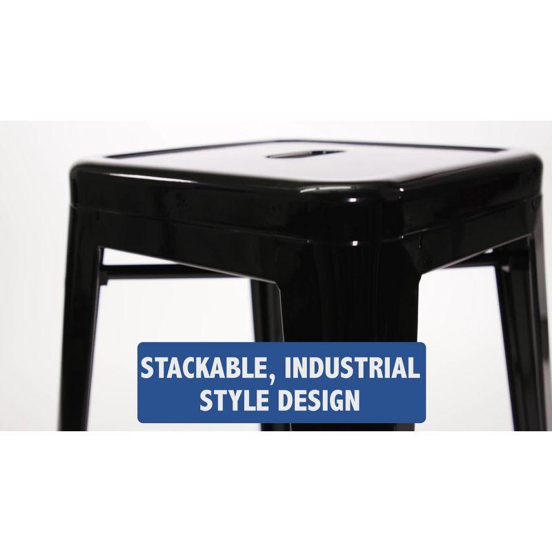 Teal-Blue Industrial 30" Backless Metal Indoor-Outdoor Barstool