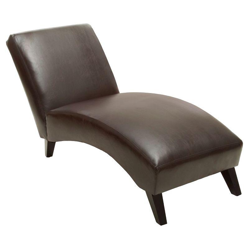 Finlay Leather Chaise Lounge Brown - Christopher Knight Home: Curved Comfort for Living Room
