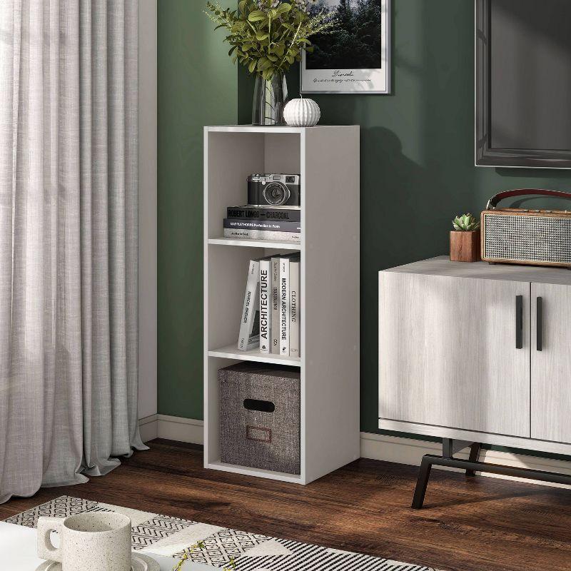 24/7 Shop At Home 35.27" Silkpath Modern 3 Cube Stackable and Modular Bookcase Greige