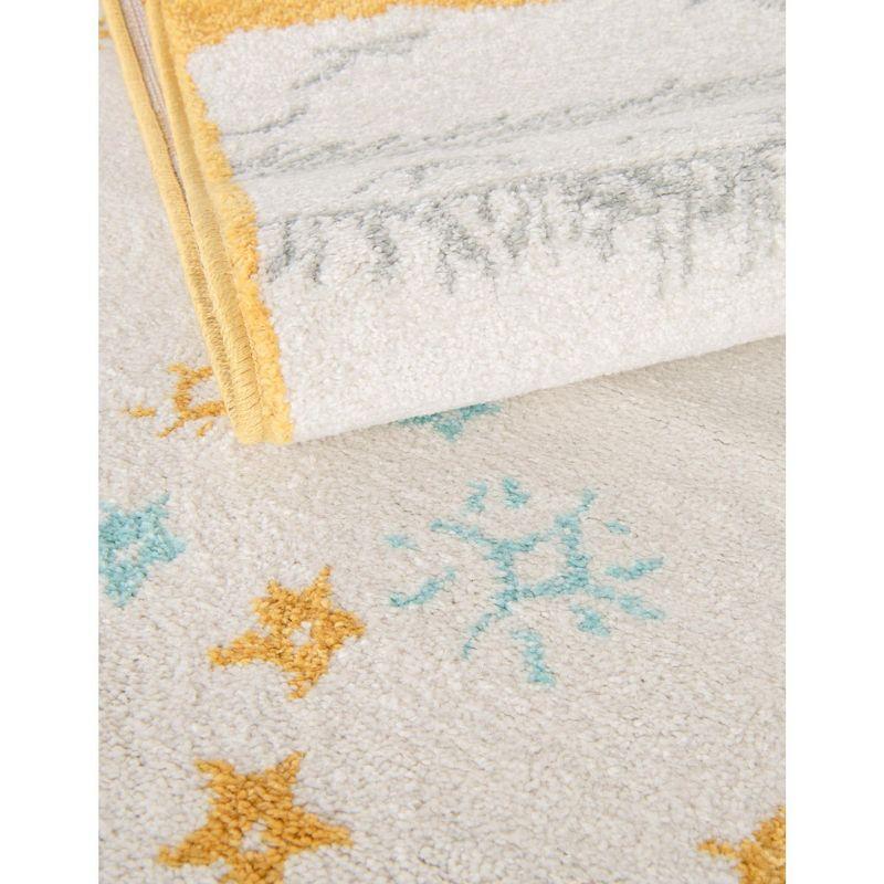 Unique Loom Whimsy Kids Collection Area Rug - Grizzly (2' 2" x 2' 11" Rectangle Ivory and Gray/Yellow)