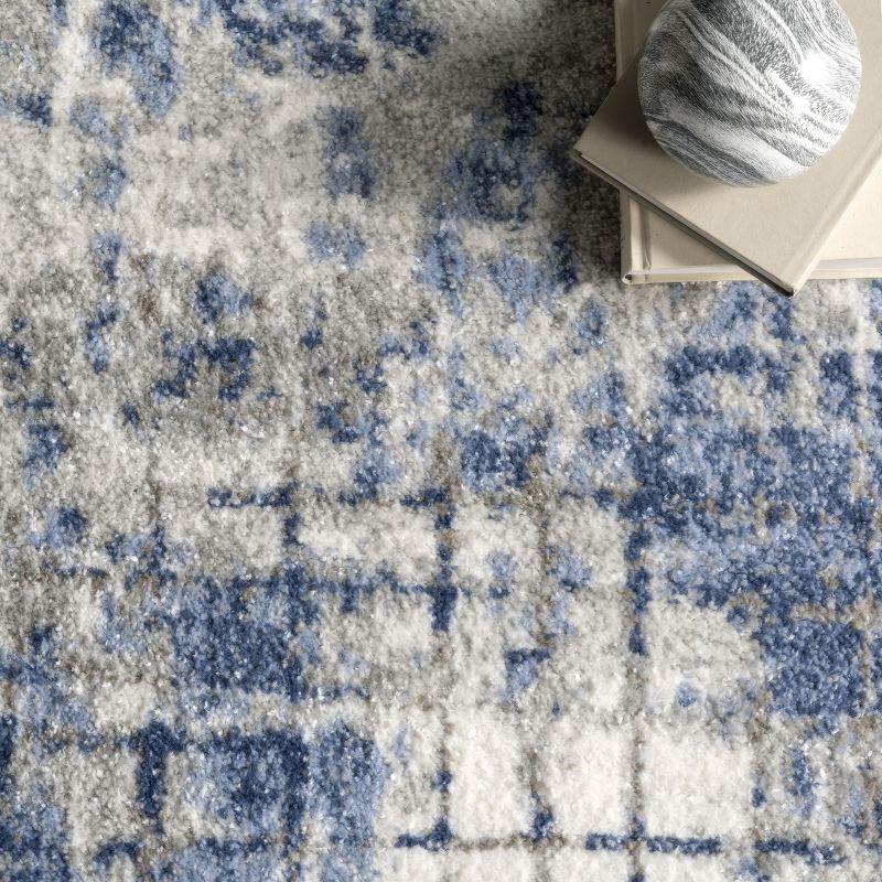 Gray and Blue Abstract 8' x 10' Synthetic Area Rug