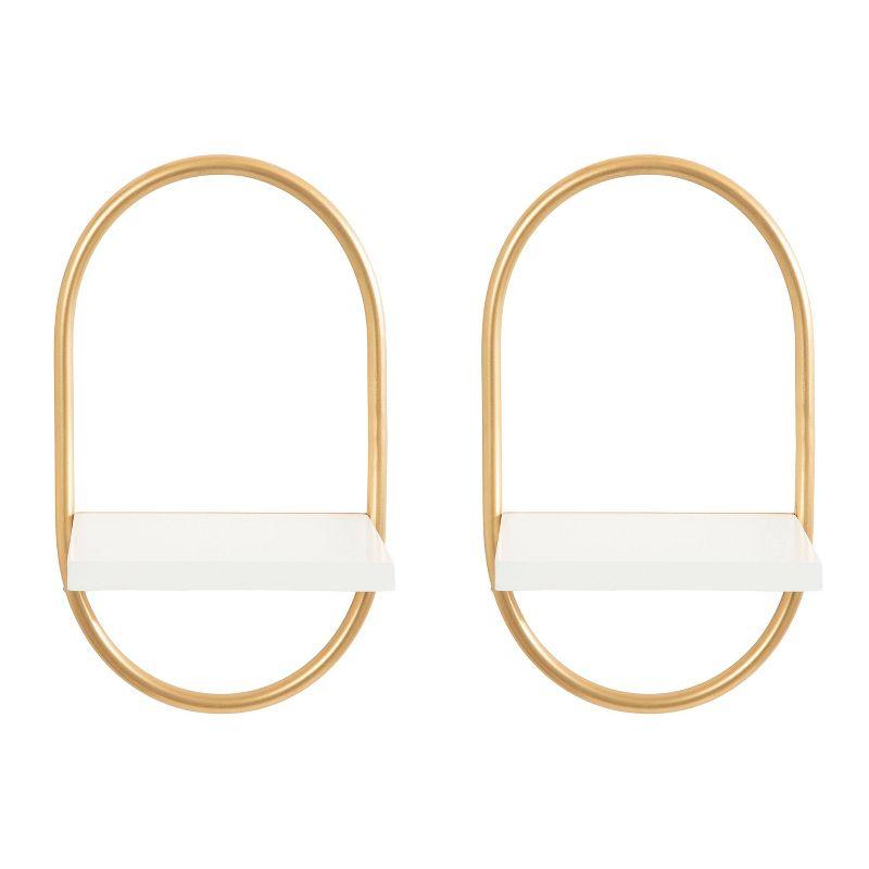 Set of 2 Olav Wall Shelf Set White: Modern Floating Shelves by Kate & Laurel All Things Decor