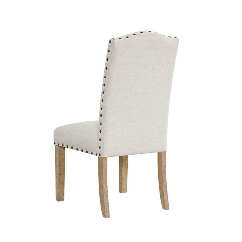 HomePop Set of 2 Curved Top Parson Dining Chairs Cream: Nailhead Trim, Upholstered, Plywood Frame