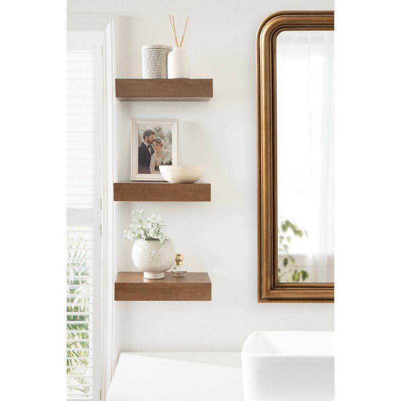 Kate & Laurel All Things Decor (Set of 3) 12" Havlock Wood Floating Shelves Rustic Brown