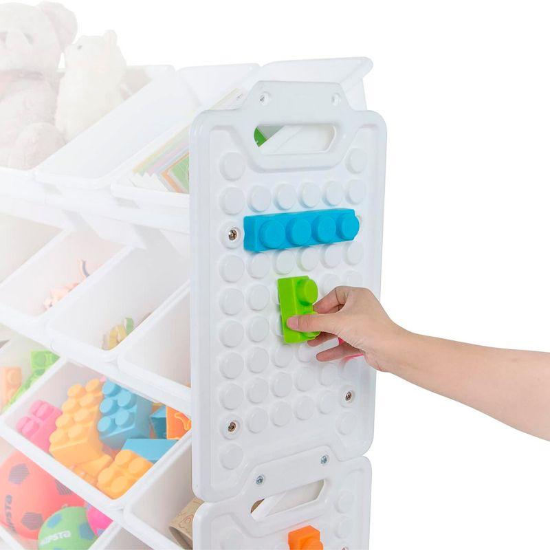 White Plastic 5-Tier Stackable Toy Storage Organizer with 20 Bins