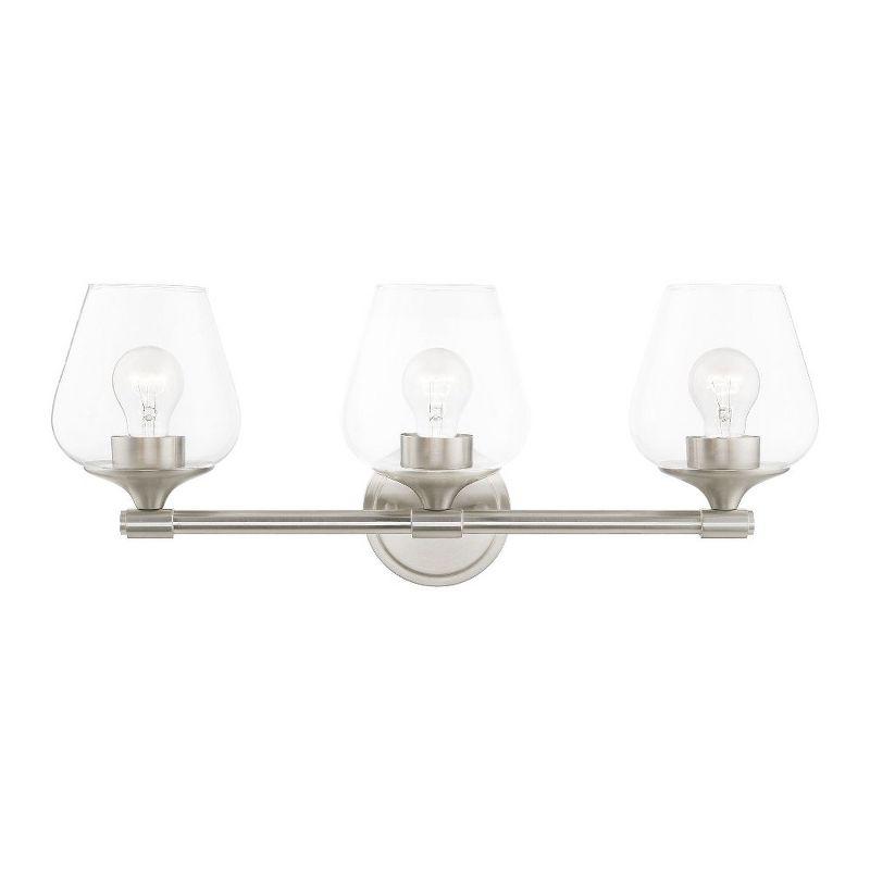 Brushed Nickel 3-Light Vanity Sconce with Clear Glass Shades