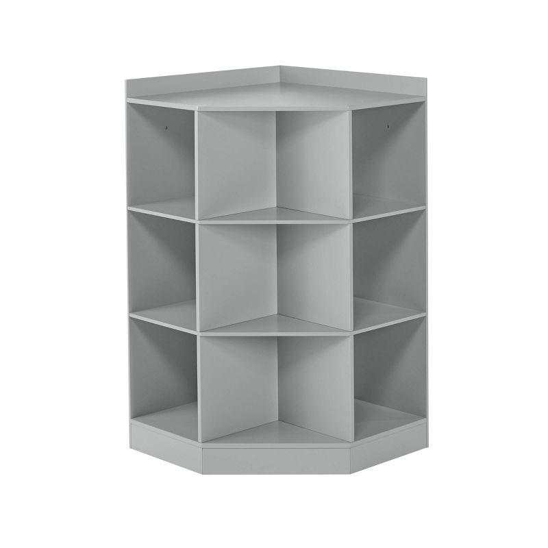 Gray Kids Corner Cabinet with 6 Cubbies and 3 Shelves