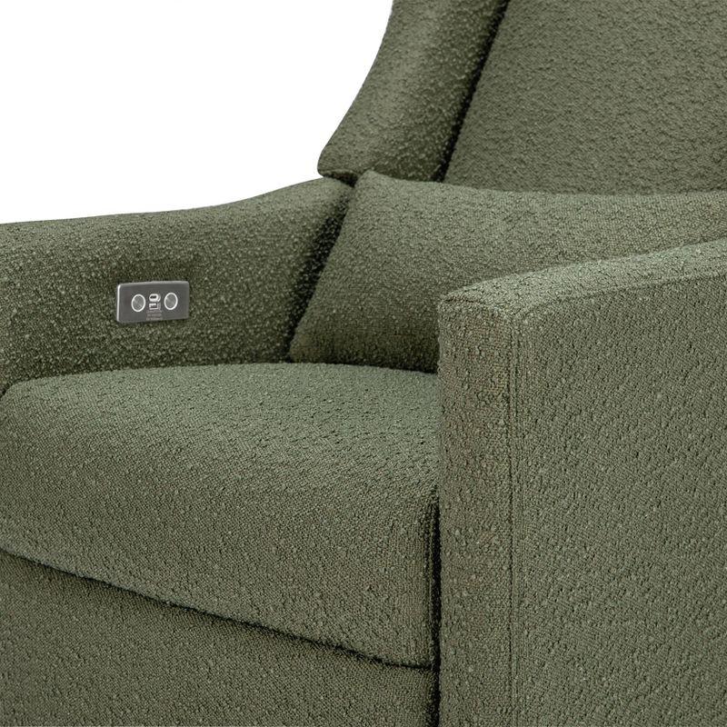 Babyletto Kiwi Olive Green Boucle Nursery Power Glider Recliner Chair with Light Wood Base