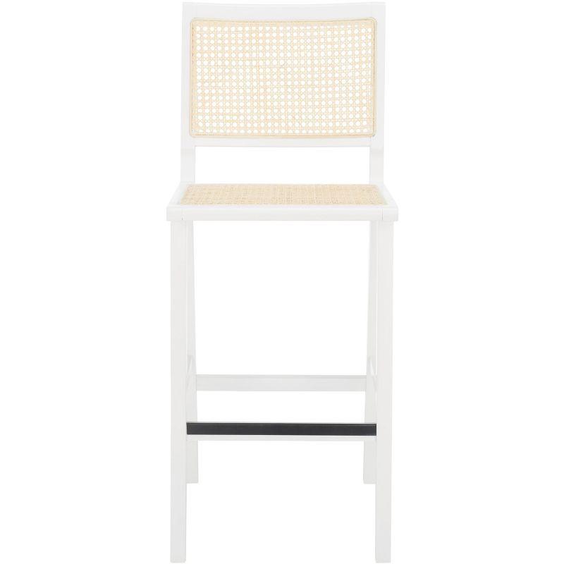Hattie French Cane Barstool - SFV4140 - White/Natural - Safavieh Couture