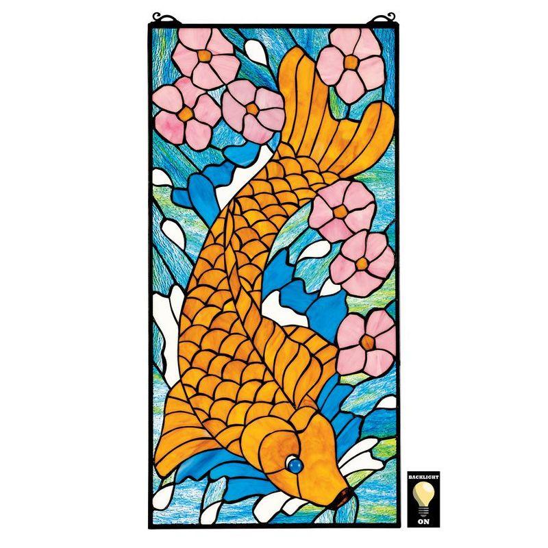 Design Toscano Asian Koi Stained Glass Window Panel