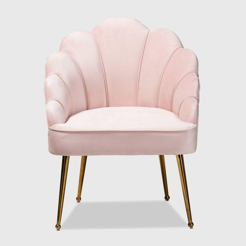 Cinzia Velvet Upholstered Seashell Shaped Accent Chair - Baxton Studio