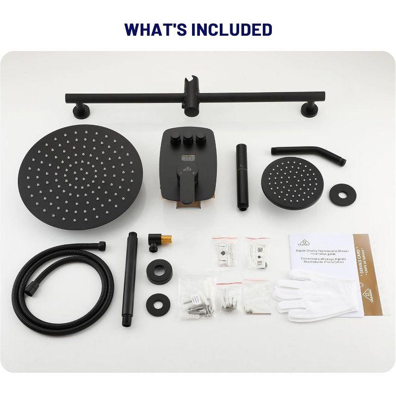 Rainfall Symphony 12inch Dual Showerhead Temperature Display Shower System with 2 in 1 Slider Bar Shower Handheld