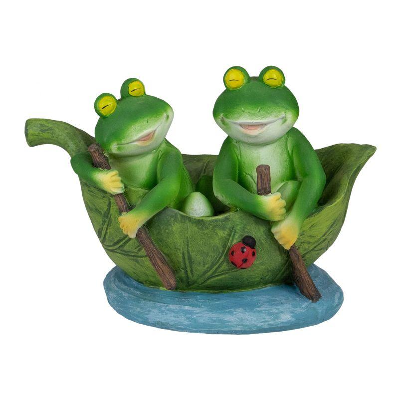 Green Polyresin Frogs on Lily Pad Garden Statue