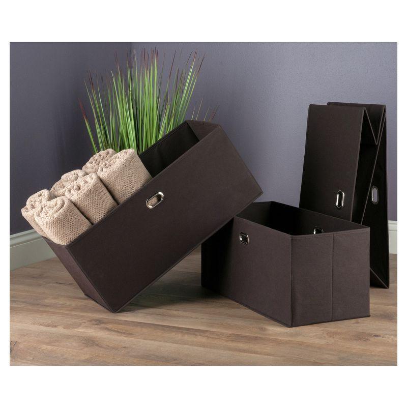 Coastal Charm 3-Piece Chocolate Foldable Fabric Basket Set