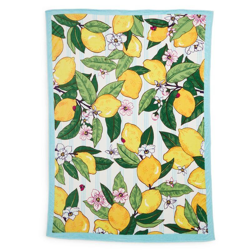 Lemon Grove Yellow and Green Microfleece Throw Blanket