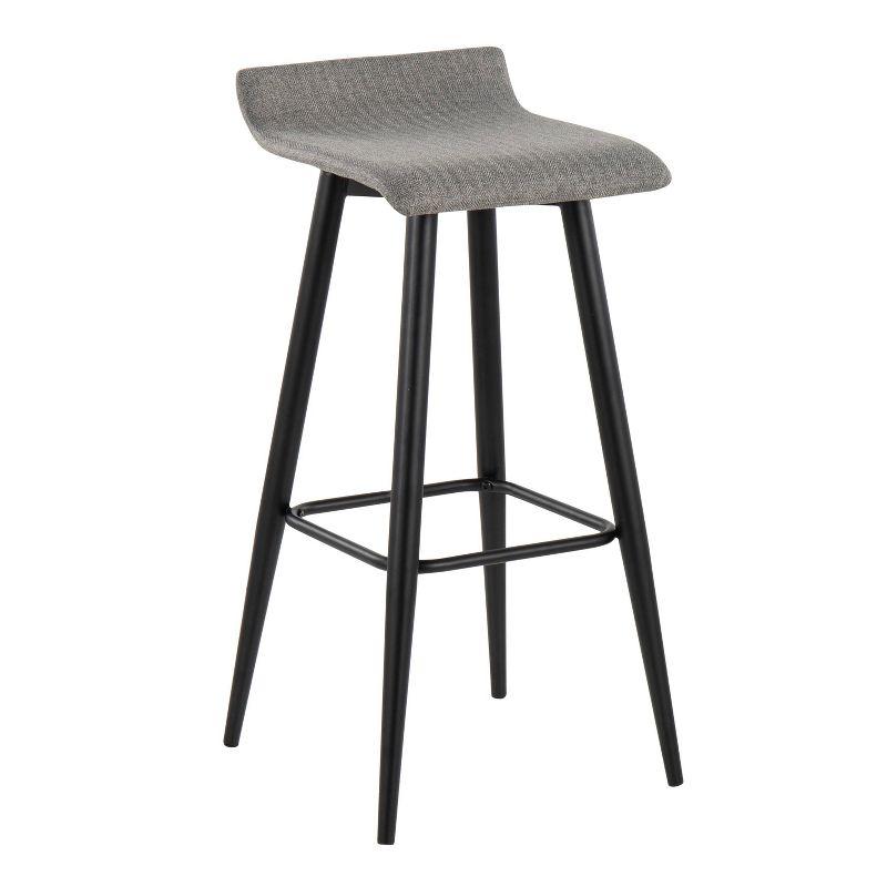 Set of 2 Ale Polyester/Steel Barstool Black/Gray - LumiSource: Modern Design, Herringbone Pattern, 29" Fixed Height