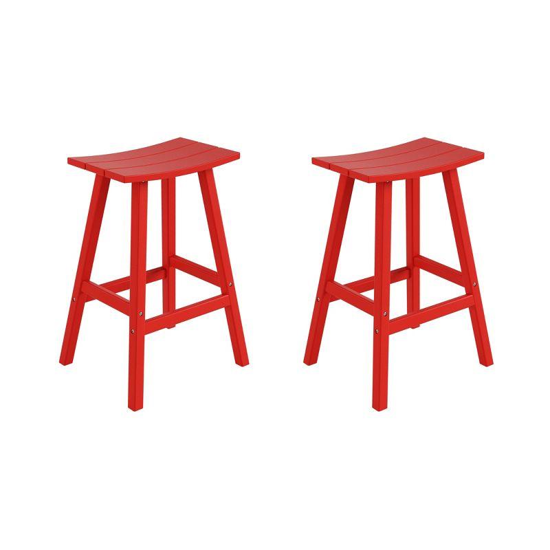 Red HDPE 29" Outdoor Saddle Seat Bar Stool