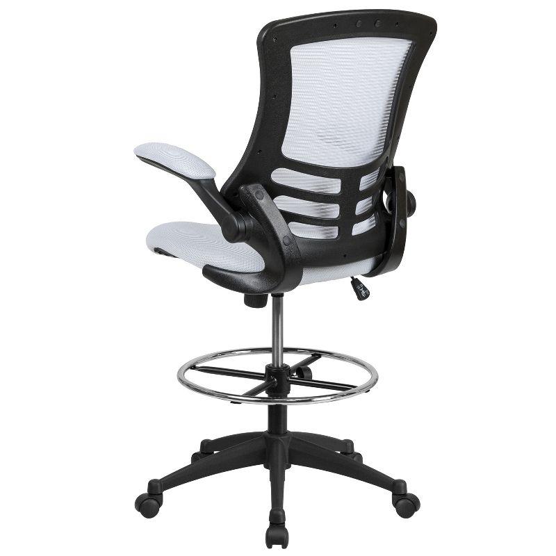 Flash Furniture Mid-Back Mesh Ergonomic Drafting Chair with Adjustable Foot Ring and Flip-Up Arms