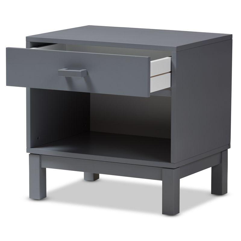 Deirdre Contemporary Grey Rubberwood 1-Drawer Nightstand