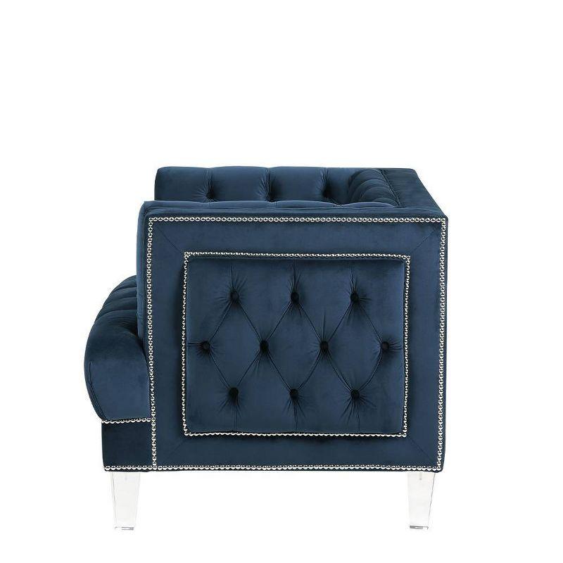41" Ansario Chair Blue Velvet - Acme Furniture: Acrylic Legs, Nail-Head Trim, Tufted Square Back