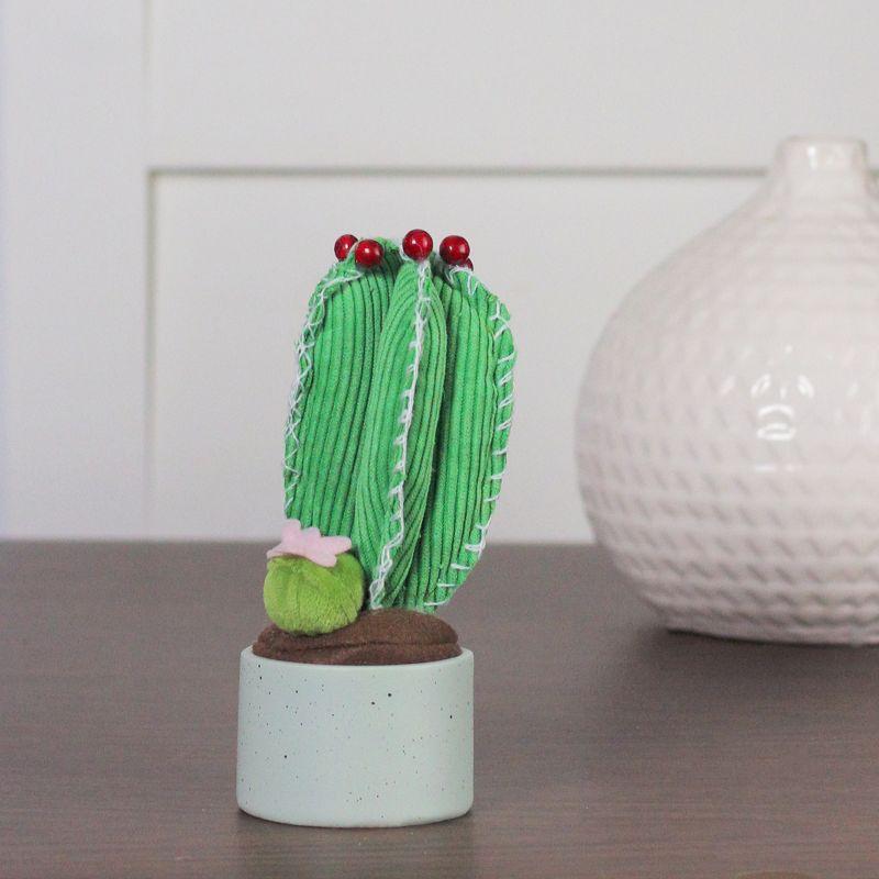 7" Green Artificial Plush Cactus in Gray Pot Tabletop Decoration