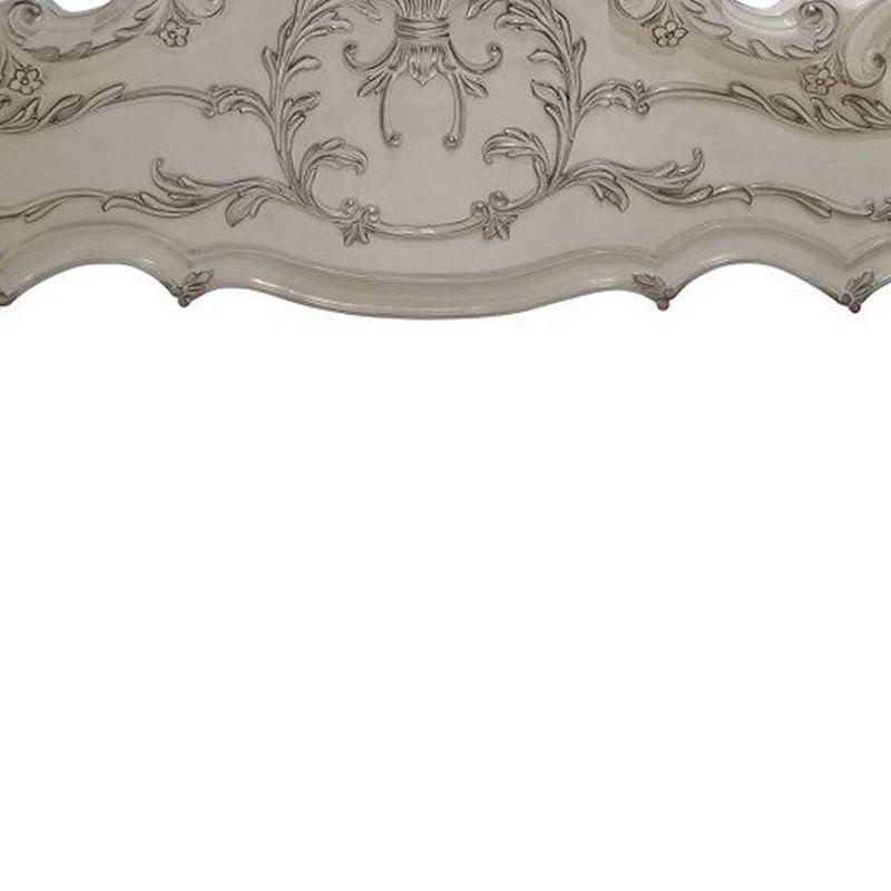 92" Eastern King Bed Dresden Bed Bone White Finish - Acme Furniture: Traditional Design, Claw Feet, Faux Leather Upholstery