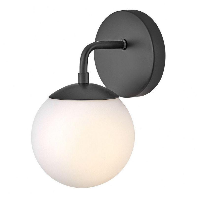 Juniper Mid-Century Modern Black Vanity Light with Opal Glass Globe