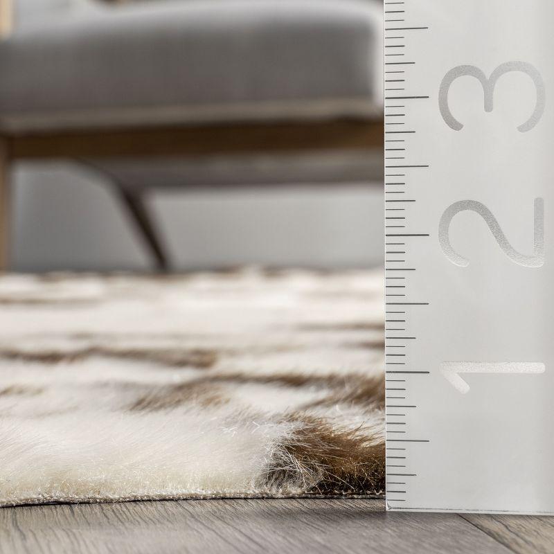 Nuloom Marcia SpinClean Machine Washable Faux Cowhide Area Rug, Shaped 3' 10" x 5', Brown