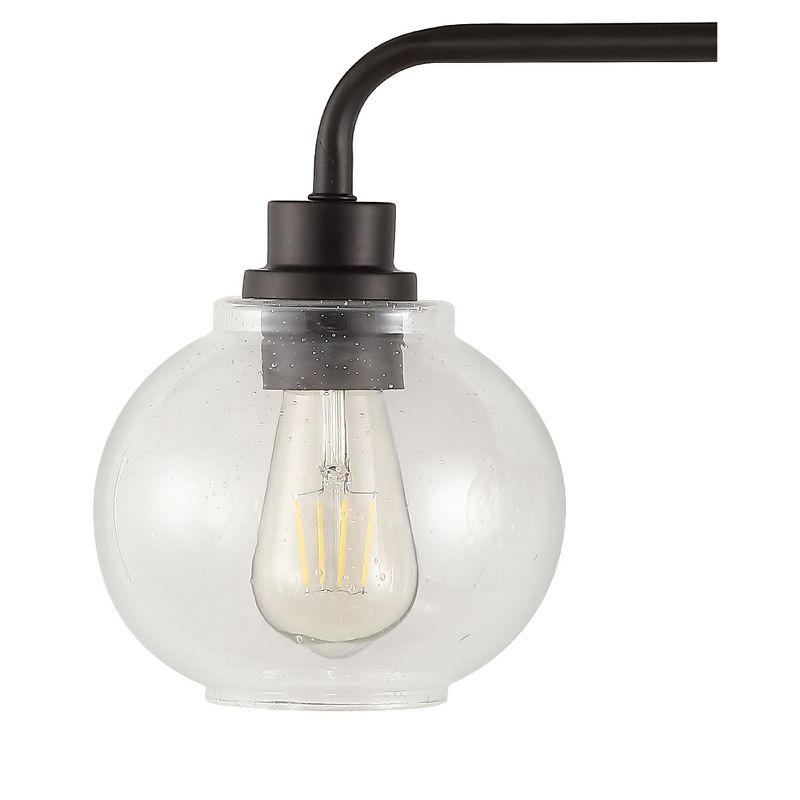 JONATHAN Y Sandrine 26.25" 3-Light Iron/Seeded Glass Cottage Rustic LED Vanity Light, Oil Rubbed Bronze