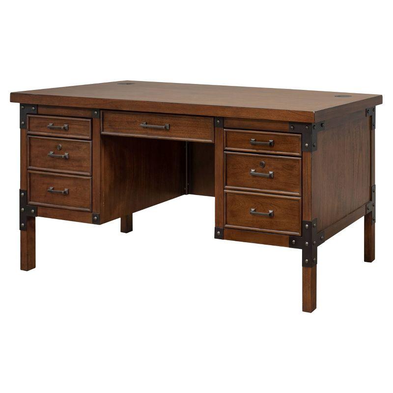 Martin Furniture Addison Half Pedestal Desk Auburn : Sturdy Office Furniture with File Storage, No Assembly Required