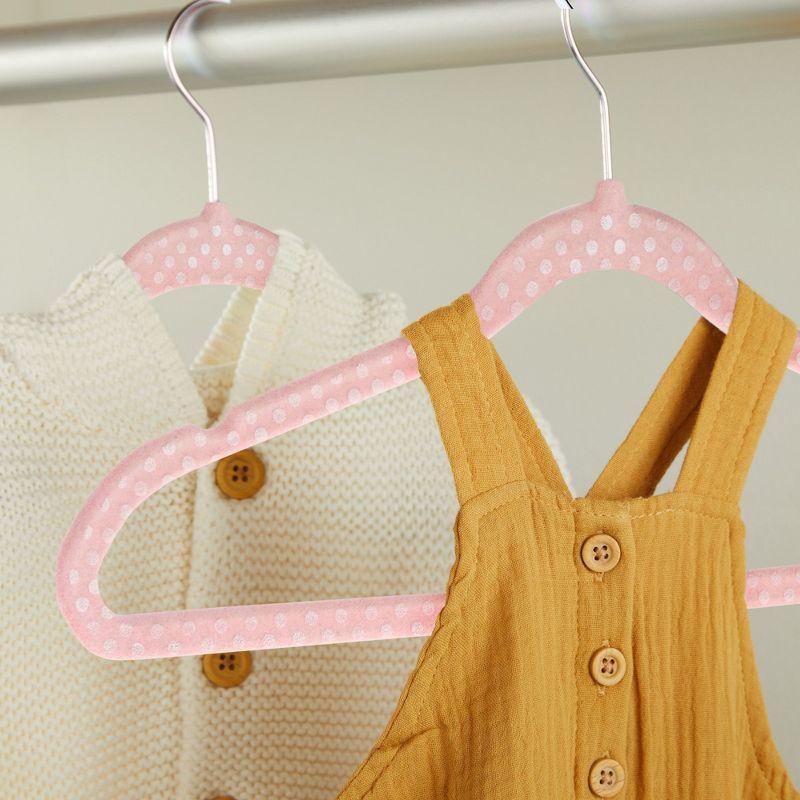 Juvale 50 Pack Pink Velvet Baby Clothes Hangers for Closet Storage, Children's Nursery, Kid's Closet, Slip-Resistant, 11 In