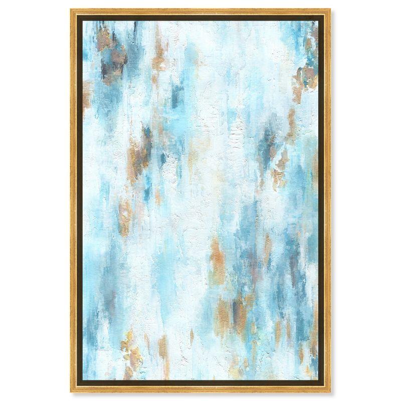 Art Remedy Textured Shades Blue Abstract Wall Art, 30" x 45", Gold Frame