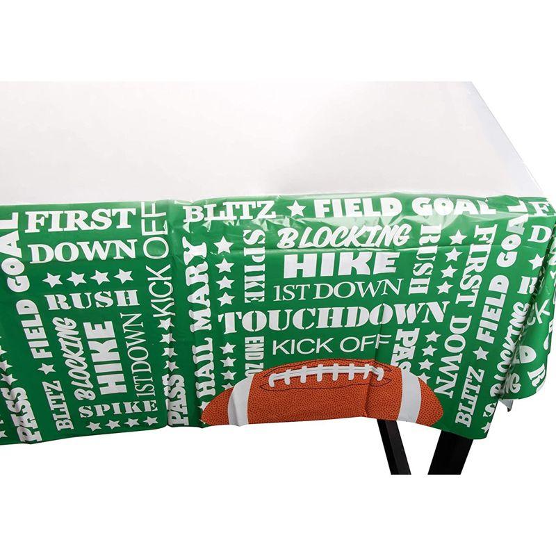 Juvale 3 Pack Football Plastic Tablecloth for Game Day Party, Green Table Cover (54 x 108 in)