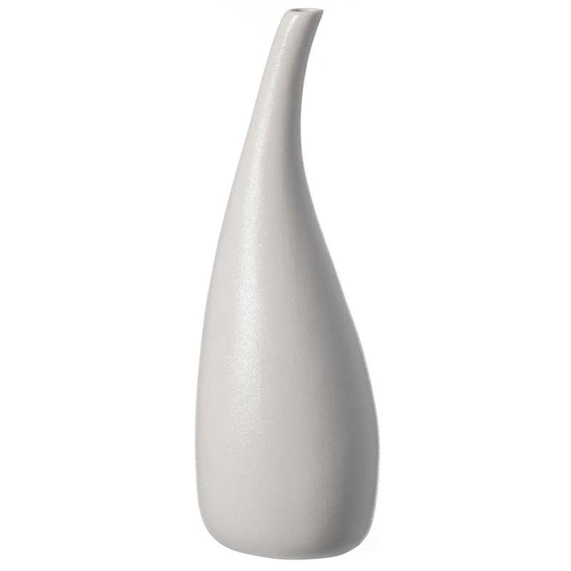 White Contemporary Unique Teardrop Shaped Ceramic Table Vase Flower Holder